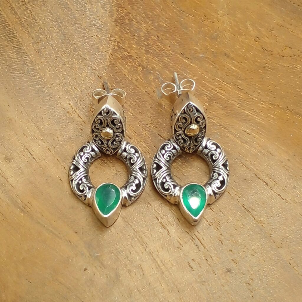 Anting Tusuk Perak Bali Permata