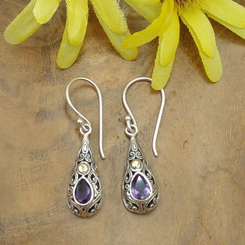 Anting Perak Bali Permata