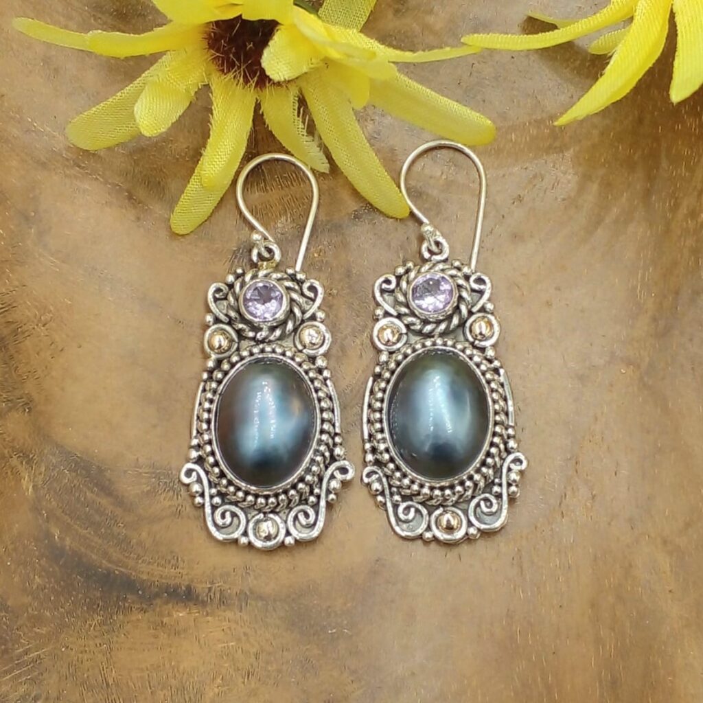 Anting Perak Bali Mutiara Mabe