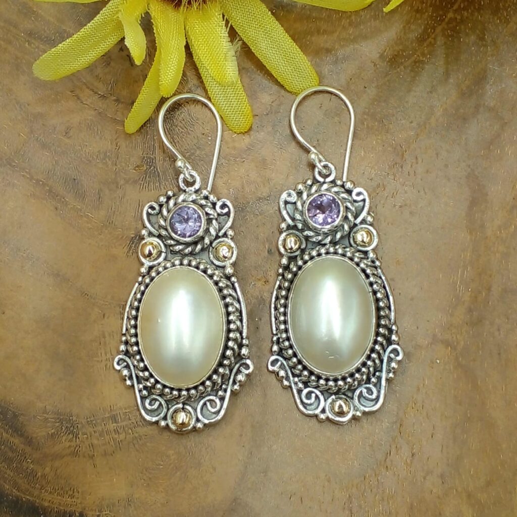 Anting Perak Bali Mutiara Mabe